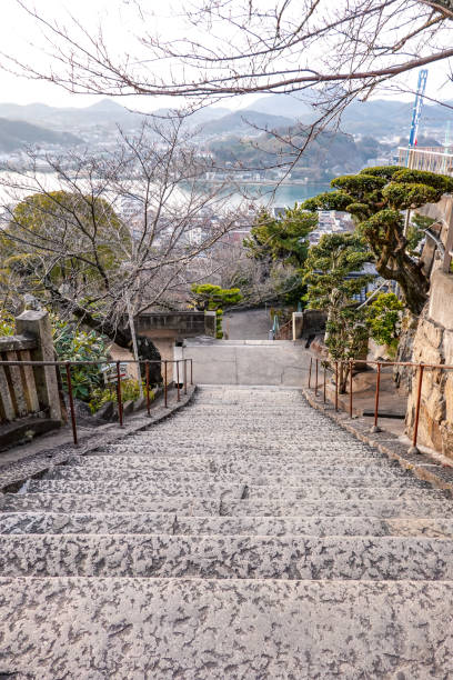 View from the bell tower of Senkoji Temple (Onomichi City, Hiroshima Prefecture) View from the bell tower of Senkoji Temple in Onomichi City, Hiroshima Prefecture on a sunny morning in March 2023 ちやほや stock pictures, royalty-free photos & images