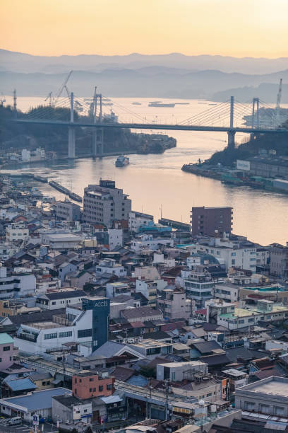 View from the bell tower of Senkoji Temple (Onomichi City, Hiroshima Prefecture) View from the bell tower of Senkoji Temple in Onomichi City, Hiroshima Prefecture on a sunny morning in March 2023 ちやほや stock pictures, royalty-free photos & images