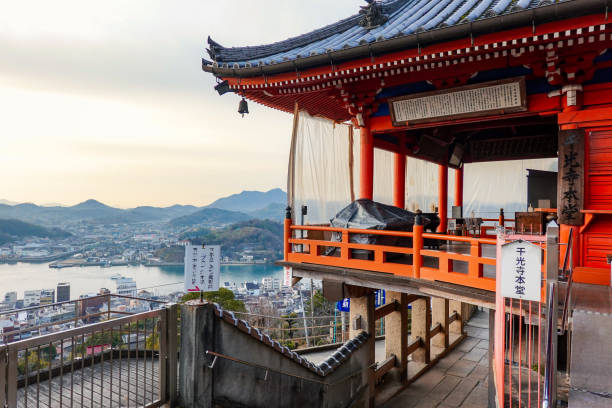 View from the bell tower of Senkoji Temple (Onomichi City, Hiroshima Prefecture) View from the bell tower of Senkoji Temple in Onomichi City, Hiroshima Prefecture on a sunny morning in March 2023 ちやほや stock pictures, royalty-free photos & images