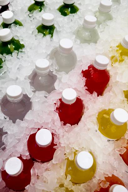 istock Cold-pressed fruit juice packed in bottles and soaked in ice. 1911670126