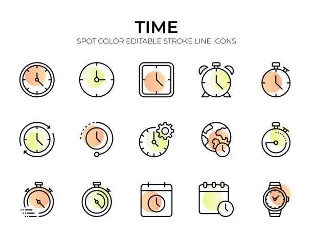 Vector illustration of Time Line Icon Set