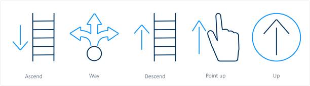 istock A set of 5 Direction icons as ascend, way, descend 1911705710