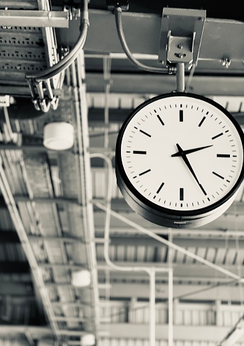 Railway central station clock Installed under the roof