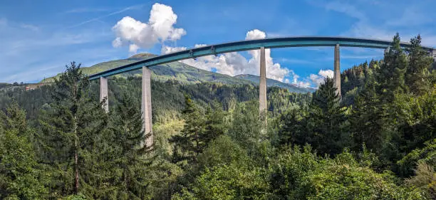 Photo of Iconic Europe Bridge of the famous Brenner Highway leading through the alps to Italy