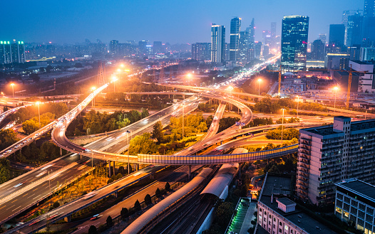 China Beijing overpass night view