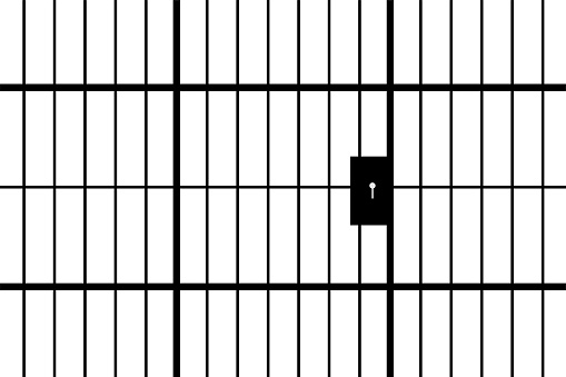 prisoner jail bar door with lock design vector