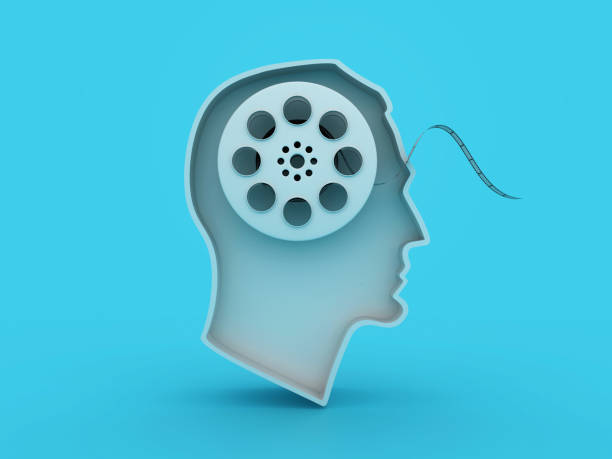 istock 3D Human Head Shape Profile with Film Reel 1911757100