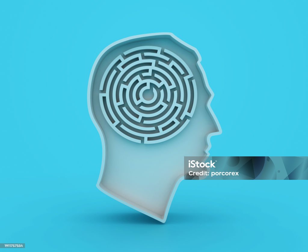 Maze Profile 3d Human Head Shape Profile With Maze Stock Photo - Download Image Now ...
