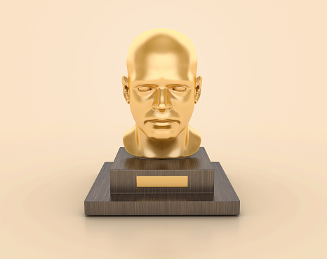 Human Head Trophy - Color Background - 3D Rendering