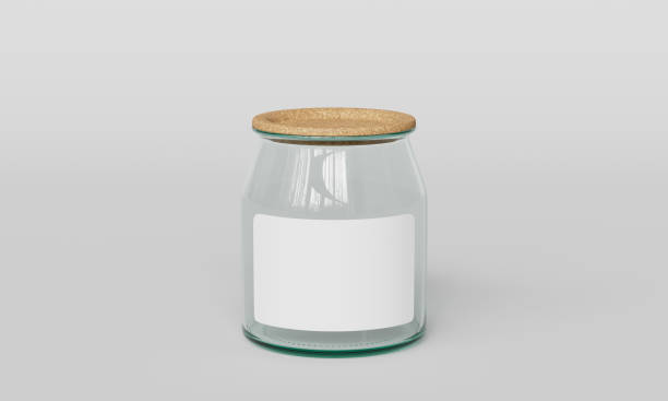 istock Glass Jar and Cork Cap Mock up for copy space. 3D Rendering 1911805045