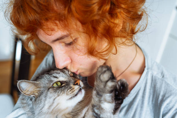 istock pet cat together mom owner 1911836748