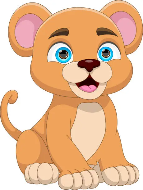 Vector illustration of cute baby Cougars cartoon