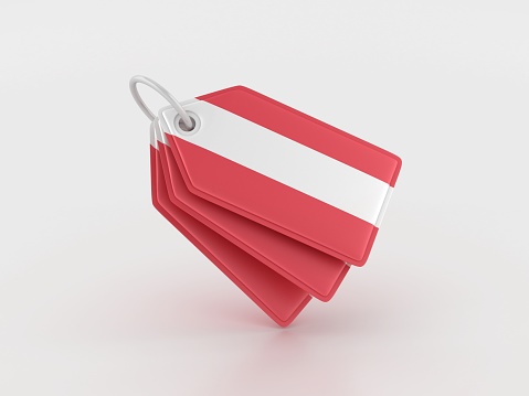 Shopping Tag with Austrian Flag - Gray Background - 3D Rendering