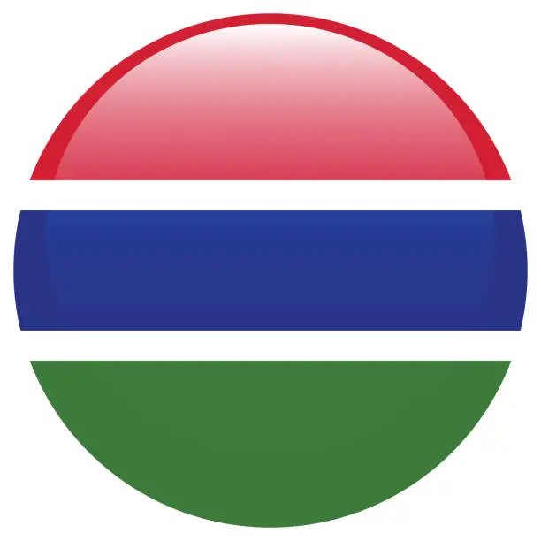 Vector illustration of Flag of the Gambia. Flag icon. Standard color. Circle icon flag. 3d illustration. Computer illustration. Digital illustration. Vector illustration.