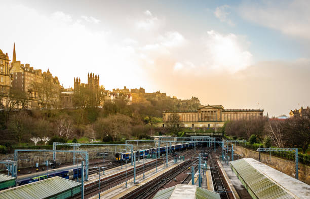 Edinburgh Waverley Railway Station and city beyond