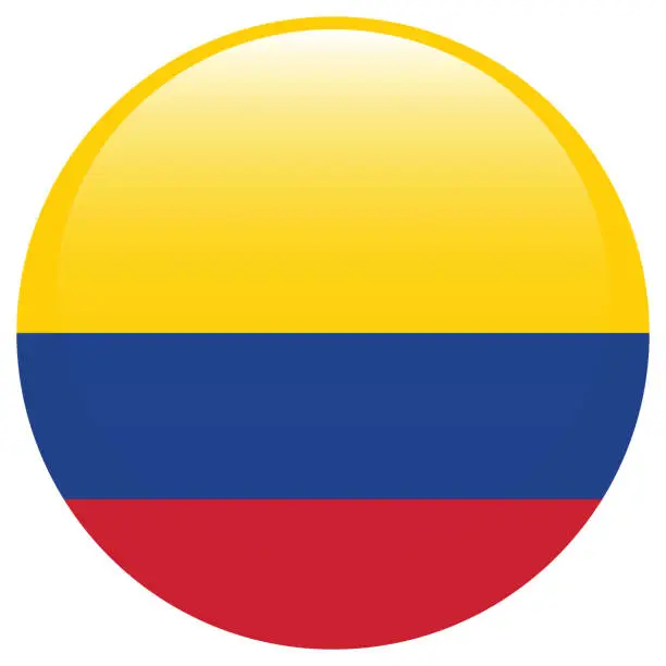 Vector illustration of Colombia flag. Flag icon. Standard color. Circle icon flag. 3d illustration. Computer illustration. Digital illustration. Vector illustration.