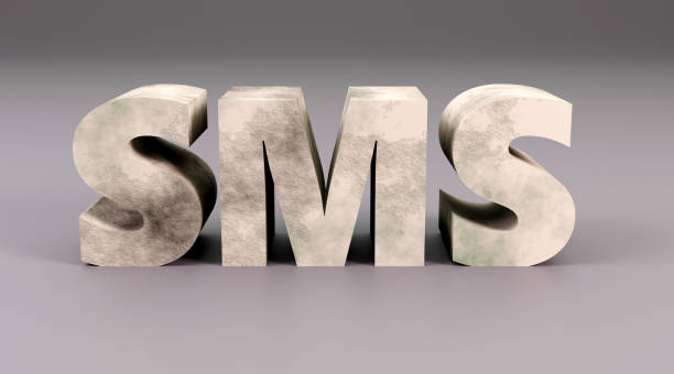 istock Luxury concrete inscription sms on grey podium, soft light, smooth background, 3d rendering 1911982136