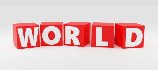 istock Cubes in the shape of letter saying World 3d render 1911983211