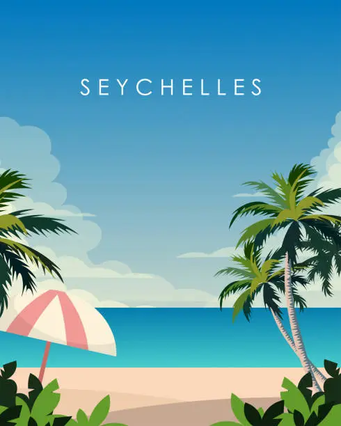 Vector illustration of Seychelles, poster, vertical banner, postcard