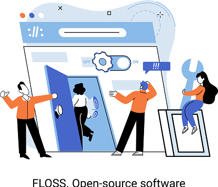 FLOSS. Open source software. Free product anyone can freely redistribute, modify and completely remake, can be improved, modernized thanks to inventions of users. Tiny programming language persons