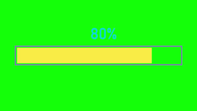 Simple colorful progress or loader bar animation. Loader bar from zero to one hundred percent on green background. 4K resolution animation.