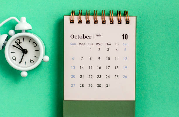 istock Hello October. Desk calendar for planning for October 2024. 1912112461
