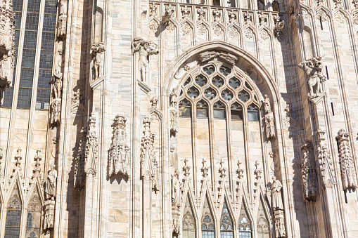Detail of the facade of the Milan Cathedral, Duomo di Milano