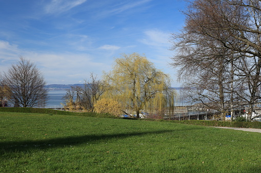 März 22, 2023, Romanshorn: Sunny spring day in Romanshorn on Lake Constance