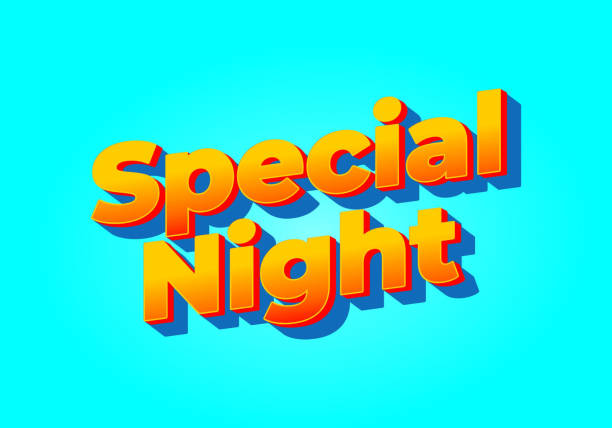 istock Special night. Text effect in 3D look. Yellow red color. Bright blue background 1912132618
