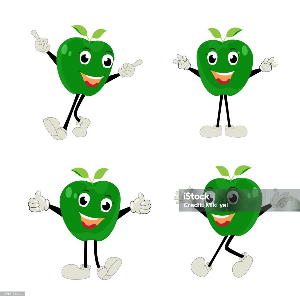 Ilustrasi karakter kartun apel - Bebas Royalti Alam vektor stok Ilustrasi karakter kartun apel - Bebas Royalti Alam vektor stok