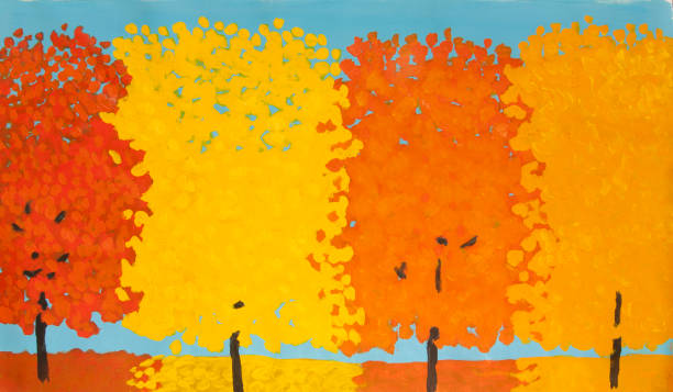 istock Autumn yellow and orange trees painting 1912147112