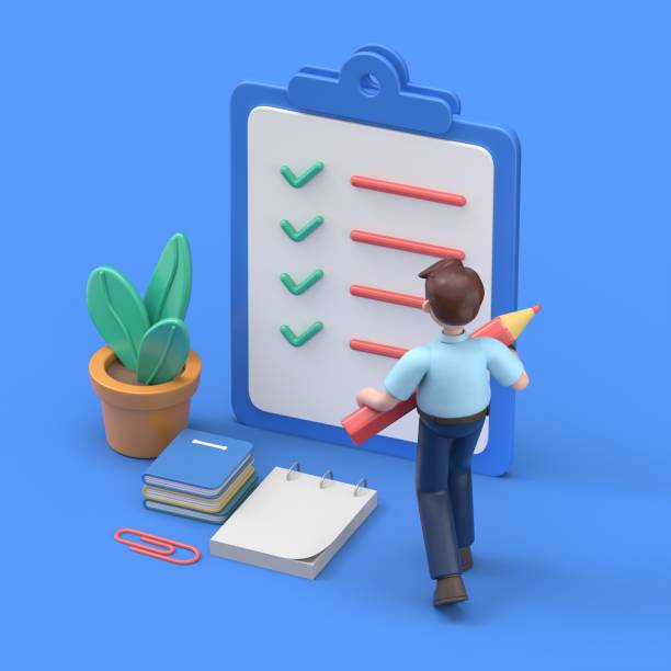 istock People Character Holding Pencil and Putting Check Mark on Checklist in Survey Form. Notebook and Memory Stickers. Business Organization and Planning Concept.3D illustration of Asian man Felix. 1912188765