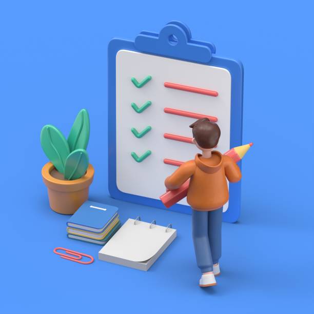 istock People Character Holding Pencil and Putting Check Mark on Checklist in Survey Form. Notebook and Memory Stickers. Business Organization and Planning Concept.3D illustration of Asian man Felix. 1912188766