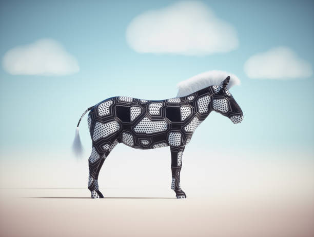 istock Zebra made of metal plates. Be different and mindset concept. 1912196774
