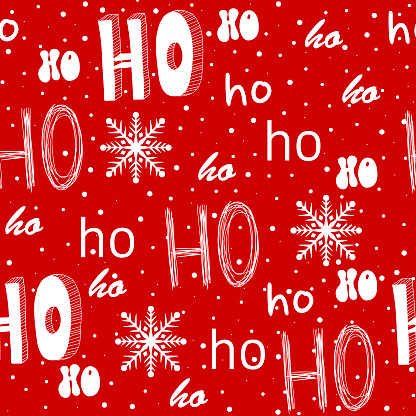 Ho-ho-ho-ho-seamless pattern. Funny Christmas background for gift wrapping.