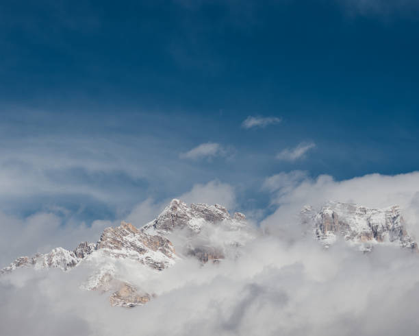istock a snow boarder in mid - air above clouds and mountains 1912279380