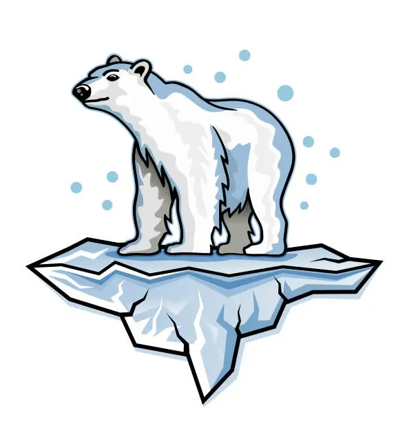 Vector illustration of Polar Bear in Arctic standing on Iceberg illustration