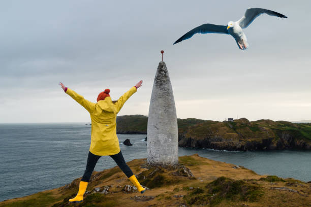 istock Seagull and jumping woman on Lighthouse Baltimore Ireland 1912398083