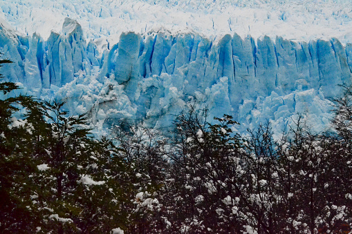 Photograph taken in winter at the Perito Moreno Glacier located in Los Glaciares National Park in the province of Santa Cruz, Argentina.