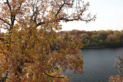 A view of Mississippi River from Shadow Falls Park, St. Paul, Minnesota in the fall