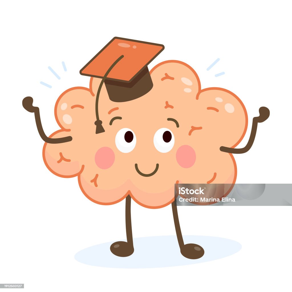 Graduating Brain Graduation Brain Character Stock Illustration - Download Image Now ...