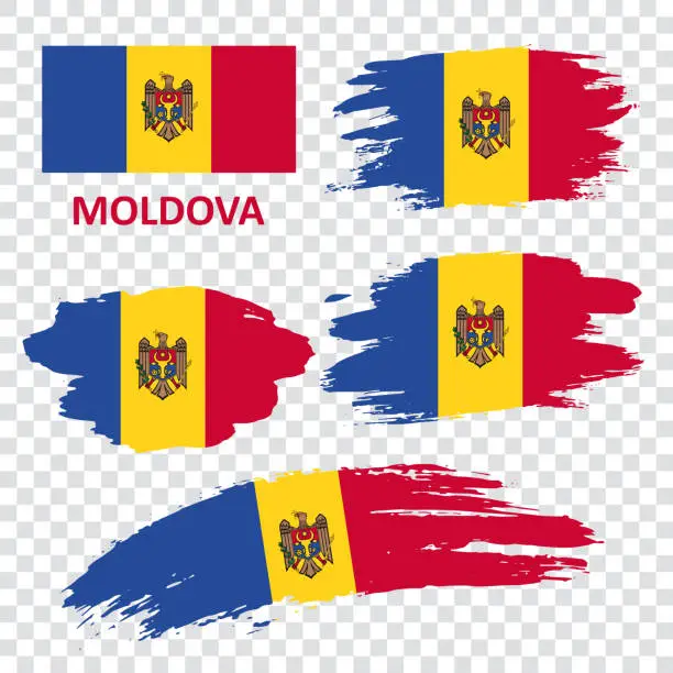 Vector illustration of Set of vector flags of Moldova