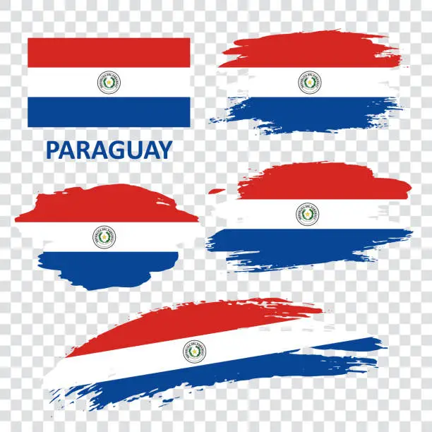 Vector illustration of Set of vector flags of Paraguay