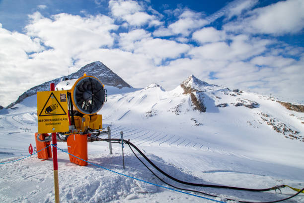 Snow cannon on the glacier in Hintertux - Austria. There is skiing on the Hintertux Glacier all year round, 365 days a year.