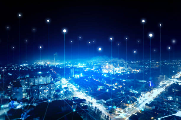 istock Smart city and digital transformation.Data connection technology. Telecommunication and communication network. 1912658375
