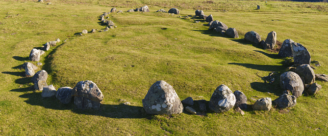Beautiful stone circle in a countryside landscape in the north of England on a beautiful day in September