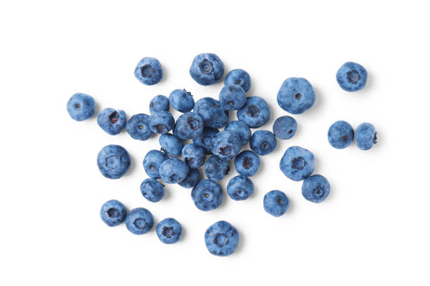 istock Pile of fresh blueberries isolated on white background, top view 1912704409