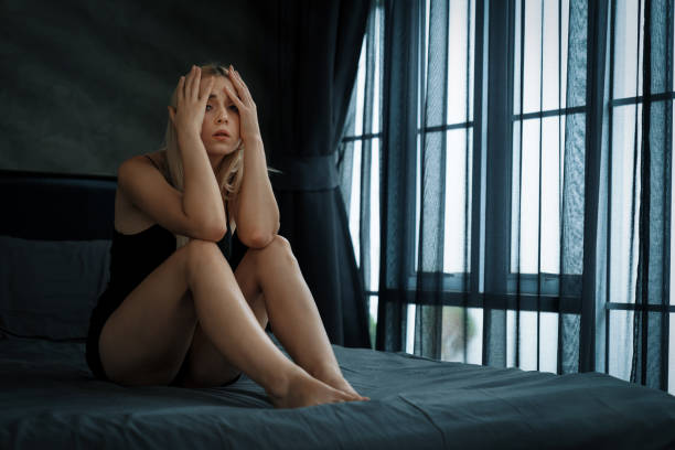 istock Young woman with critical depression and anxiety disorder. Blithe 1912705443