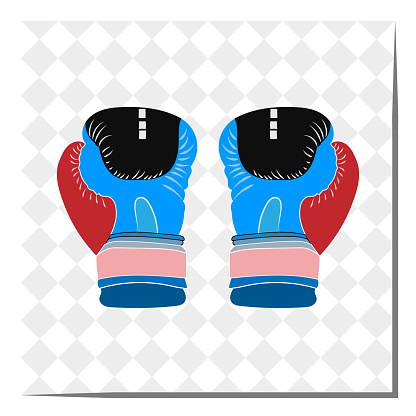 Badge, illustration of boxing gloves in a minimalist style. For universal use in design.