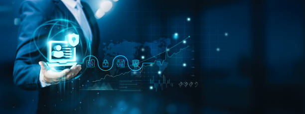 istock Businessman hand-holding information security icons with a secure network connection. Safeguarding the growth of the digital landscape and ensuring the resilience of businesses. 1912723752